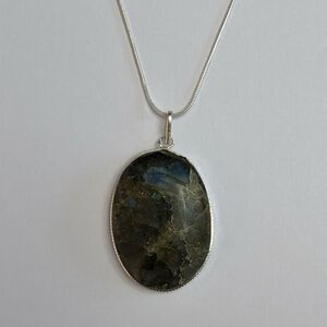 Labradorite Pendant On Sterling Silver 925 17.5” Chain